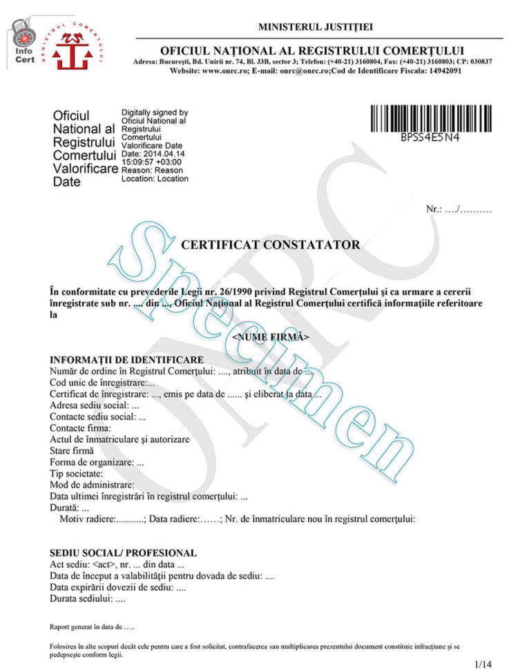 Obtine un Certificat Constatator Online